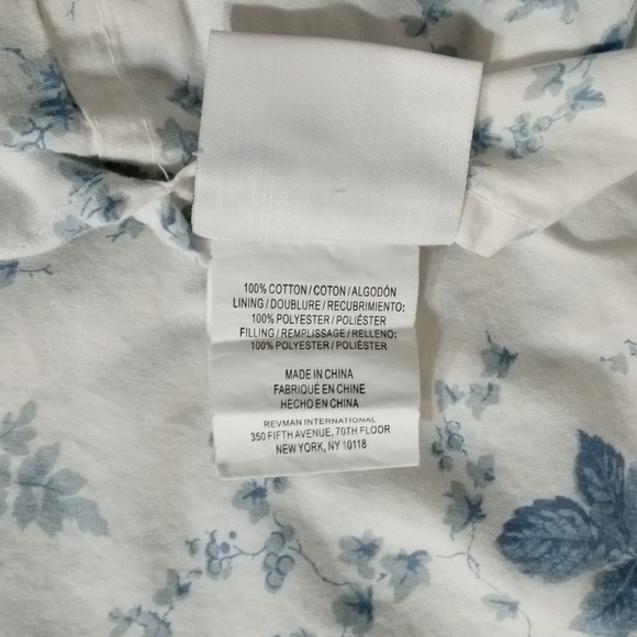 Laura Ashley Home Sophia Standard Pillow Sham Blue White Rose Pair Cottage - Picture 15 of 15